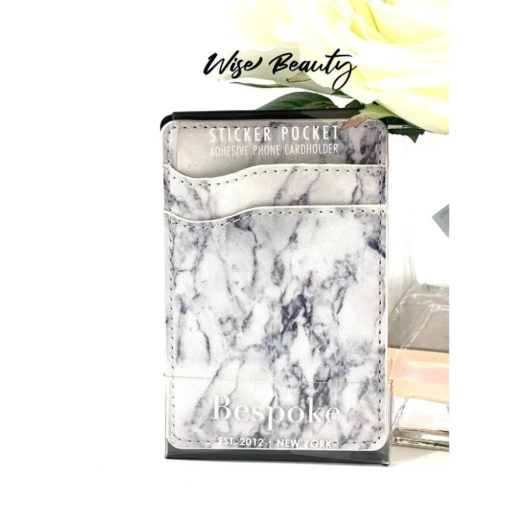 Bespoke Men's Mini Wallet Adhesive Phone Cardholder Light Gray Marble NEW